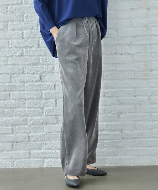 【洗える】ソフトコーデュロイワイド パンツ