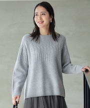 【洗える】ウールカシミヤブレンドケーブル ニット
