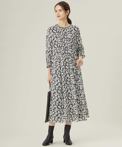 洗える】スノーフラワープリント ワンピース｜ジユウクの通販