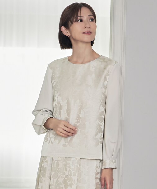 【カタログ掲載・セットアップ対応・洗える】フラワーオパールプルオーバー ブラウス