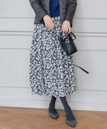 【カタログ掲載・洗える】スノーフラワープリント スカート