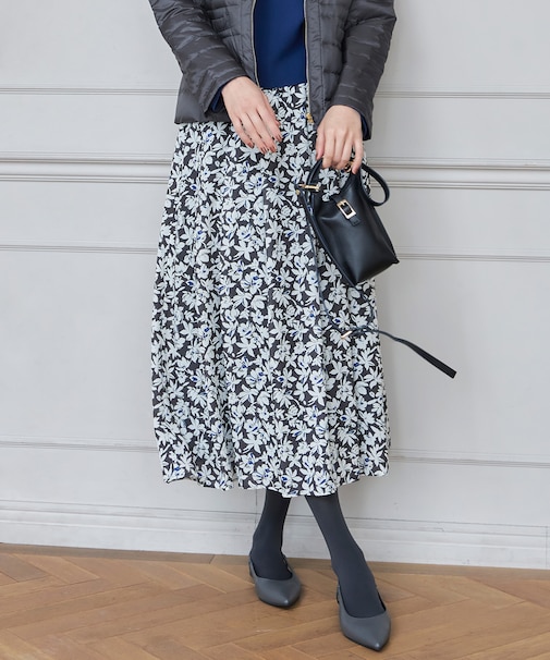 【カタログ掲載・洗える】スノーフラワープリント スカート