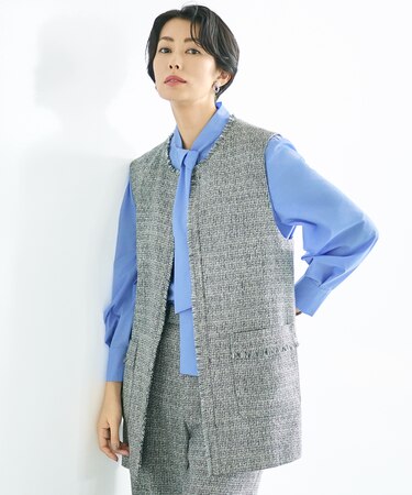 【カタログ掲載・セットアップ対応】ライトミックスツイード ジレ