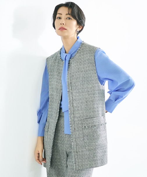 【カタログ掲載・セットアップ対応】ライトミックスツイード ジレ