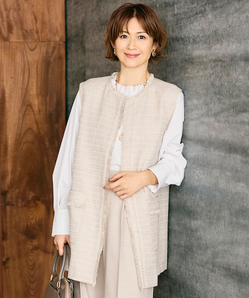 カタログ掲載・セットアップ対応】ライトミックスツイード ジレ