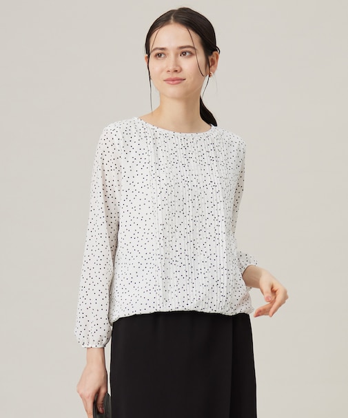 【洗える】ロイヤルシフォンドット柄 ブラウス