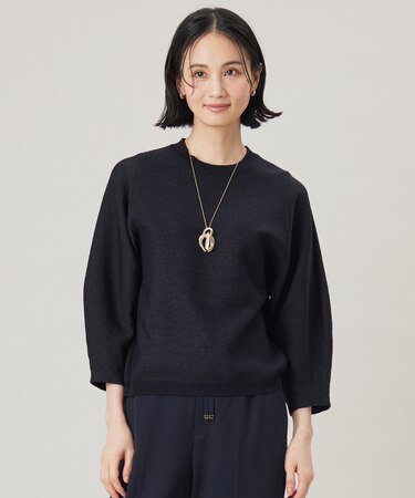 【洗える】シャイニーツイードプルオーバー ニット