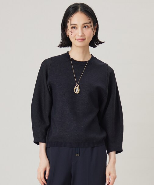 【洗える】シャイニーツイードプルオーバー ニット