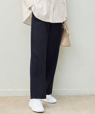 【洗える】ライトフィールジャージーワイドストレート パンツ