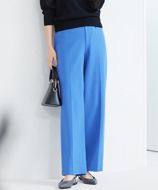 【洗える】ライトフィールジャージーワイドストレート パンツ