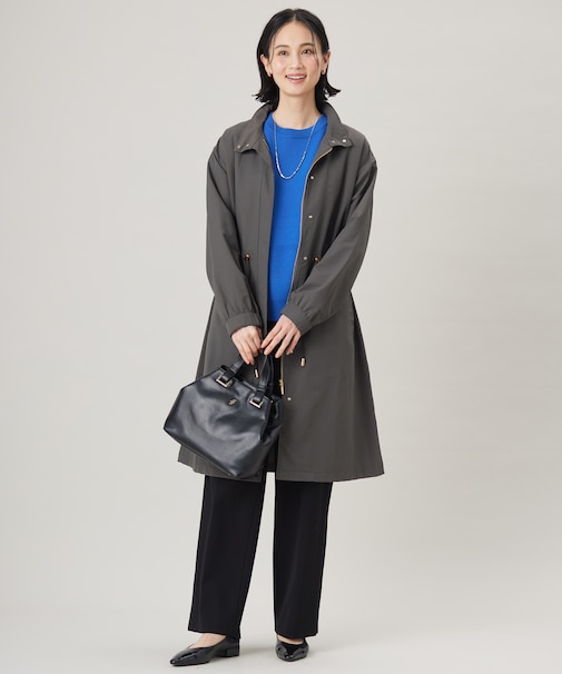 【撥水加工・洗える】コットンナイロンタッサーライナー付きスタンドカラー コート