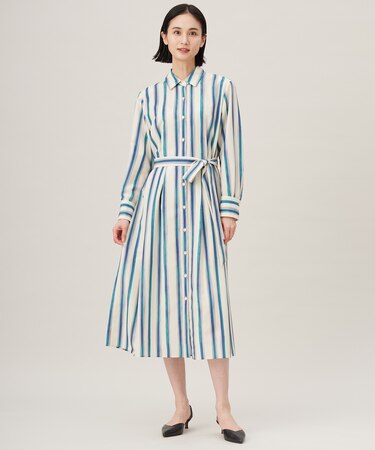 【カタログ掲載・洗える】ストライププリント ワンピース