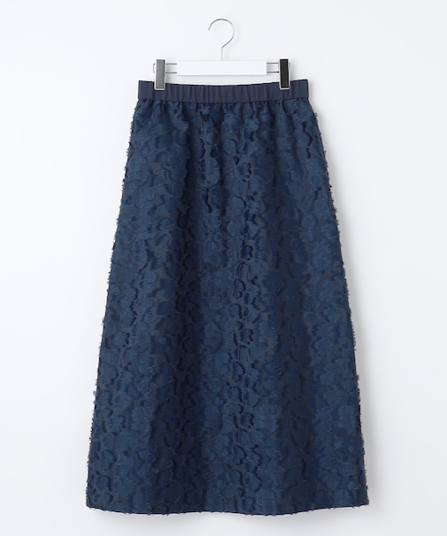 【洗える】フラワーカットジャガード スカート