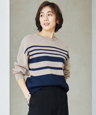 【洗える】コットンポリミドルゲージ ニット