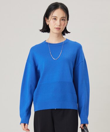 【洗える】コットンポリミドルゲージ ニット