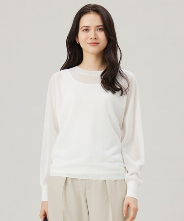 【洗える】シアーアセテート ニット