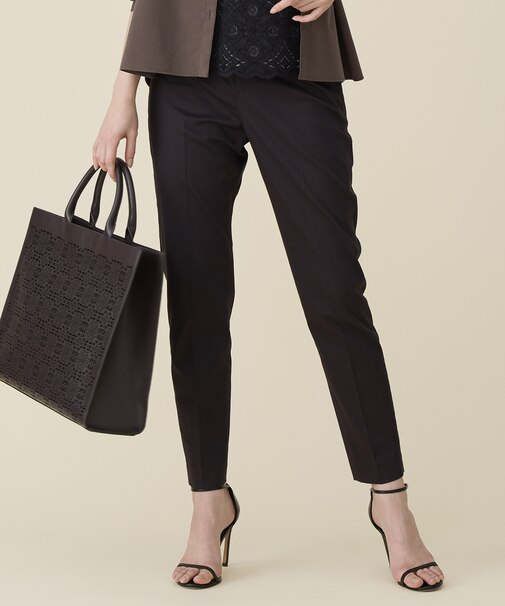 コットンサテンテーパード パンツ