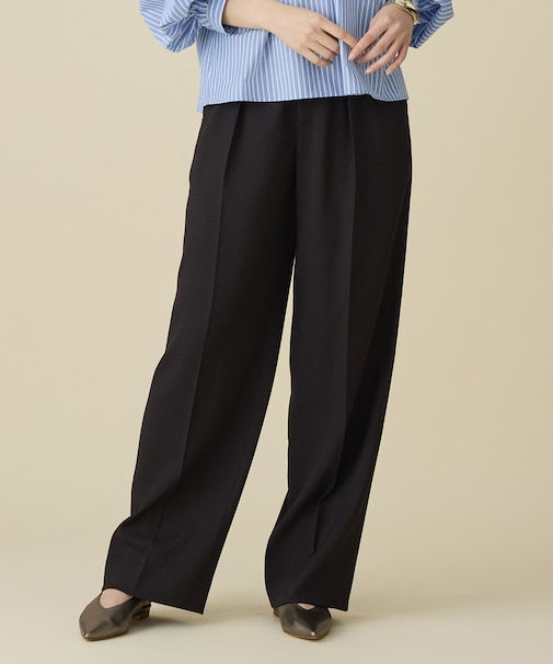 【セットアップ対応】リネンライクシンセティックワイドストレート パンツ