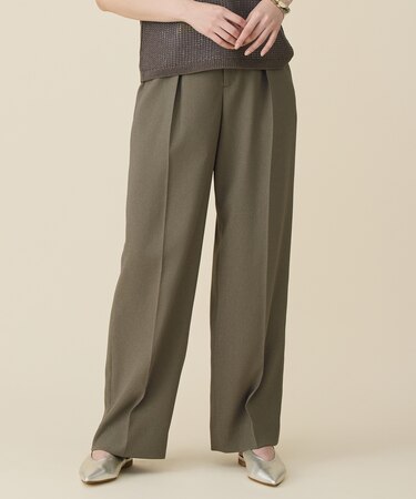 【セットアップ対応】リネンライクシンセティックワイドストレート パンツ