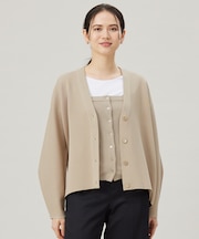 【洗える】ドライコットンハイゲージニット カーディガン