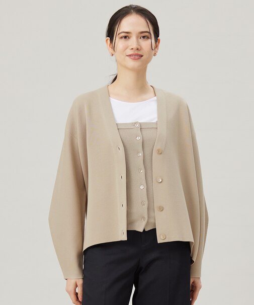 【洗える】ドライコットンハイゲージニット カーディガン