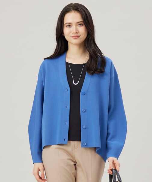 【洗える】ドライコットンハイゲージニット カーディガン