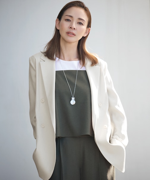 【ドラマ「明日はもっと いい日になる」着用】【SHIHOさん着用・セットアップ対応・接触冷感・洗える】リネンライクシンセティックテーラード ジャケット