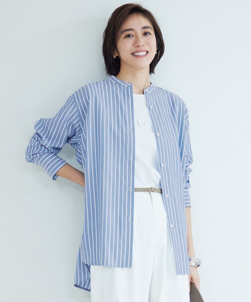 【洗える】SOMELOSバンドカラー ブラウス