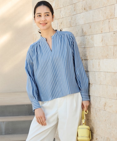 【洗える】SOMELOSクロップド丈 ブラウス