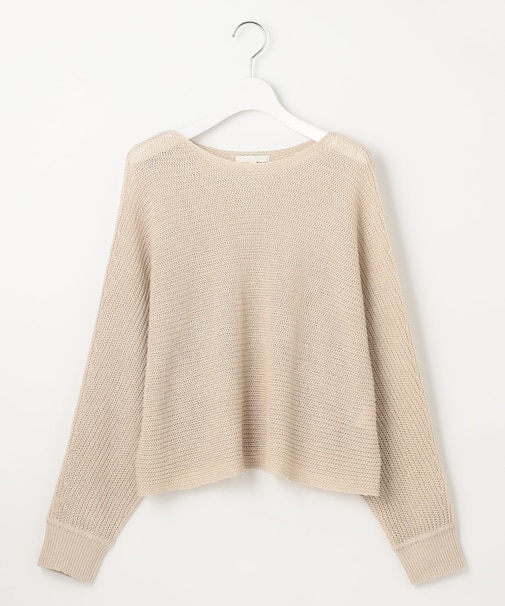 【洗える】リネンミドルゲージドルマンスリーブ ニット