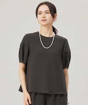 【SHIHOさんコラボ・洗える】バックサテンジョーゼット ブラウス