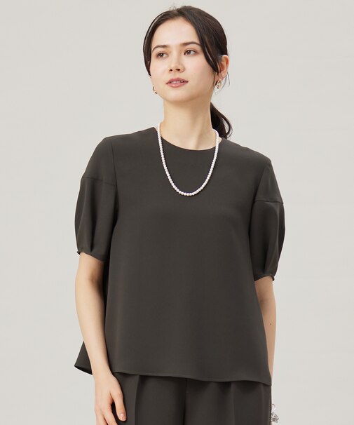 【SHIHOさんコラボ・洗える】バックサテンジョーゼット ブラウス