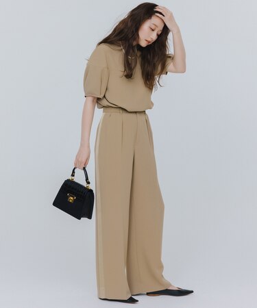 【SHIHOさんコラボ・洗える】バックサテンジョーゼット ブラウス