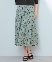 【洗える】リネンライクフラワープリント スカート