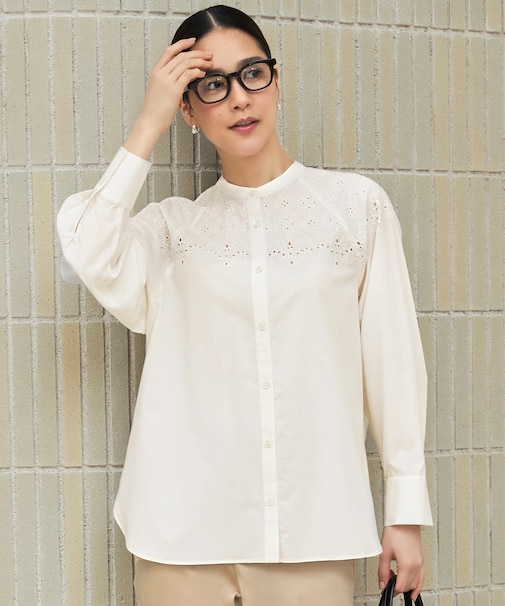 【洗える】エンブロイダリーブロードシャツ ブラウス