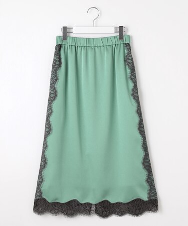 【洗える】サテンレース スカート