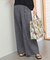 【洗える】コットンリネンシャンブレーワイドストレート パンツ