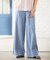 【洗える】コットンリネンシャンブレーワイドストレート パンツ