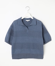 【洗える】ペーパーブレンドスキッパーポロ ニット