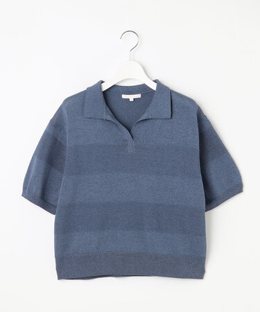 【洗える】ペーパーブレンドスキッパーポロ ニット