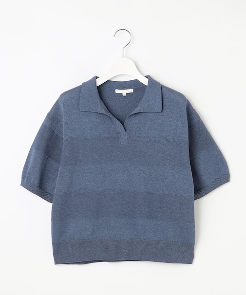 【洗える】ペーパーブレンドスキッパーポロ ニット