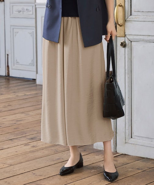 【セットアップ対応・接触冷感・UVケア・洗える】エアリーツイルキュロット パンツ