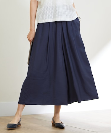 【セットアップ対応・接触冷感・UVケア・洗える】エアリーツイルキュロット パンツ