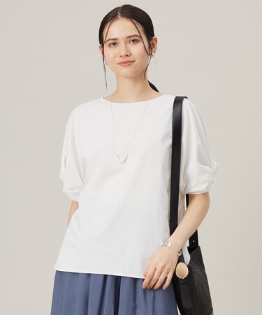 【接触冷感・UVカット・吸水速乾・抗菌防臭・洗える】ハイツイストポンチスリーブディティール カットソー