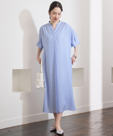 【定番人気・新色追加・1枚でサマになる】リヨセルポプリンシャツ ワンピース