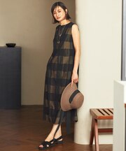 【再入荷・昨年ご好評】ブロンズチェックジャガード ワンピース