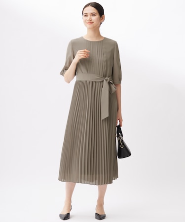 【洗える】シフォンプリーツ ワンピース
