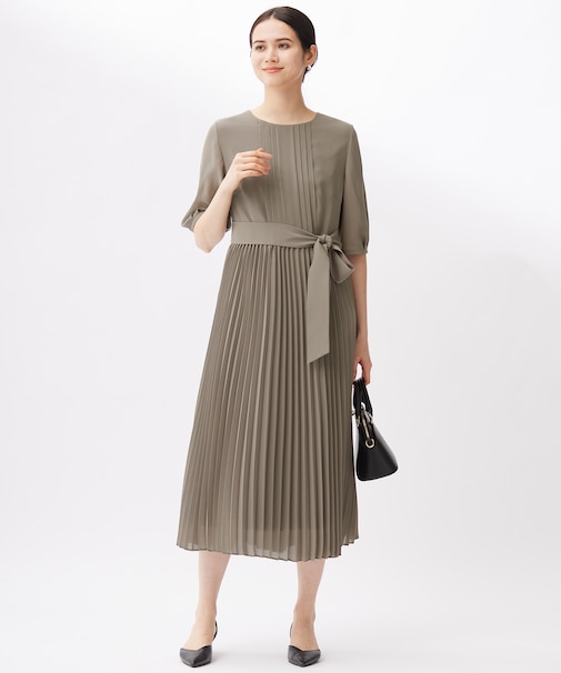 【洗える】シフォンプリーツ ワンピース