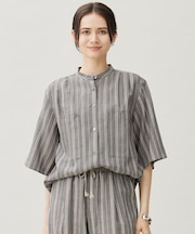 【カタログ掲載・セットアップ対応・洗える】リネンビスコースストライプ シャツ