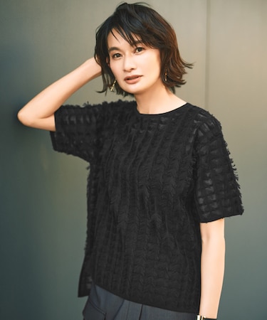 【カタログ掲載・セットアップ対応・洗える】シアーカットジャカード ニット